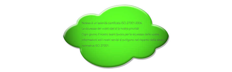 Nuvola NIDEAS. Azienda certificata ISO 27001:2006